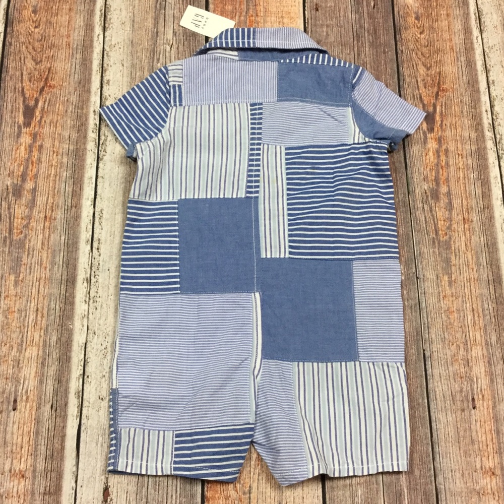 Gap Boys 0 3 6 12 Month Plaid Shorts Romper - Picture 4 of 7